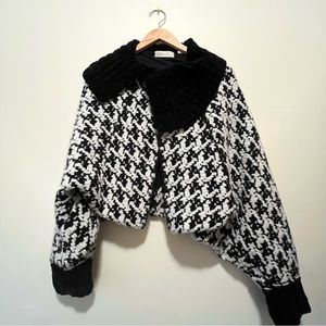 Anthropologie Sleeping On Snow Black + White Houndstooth Jacket Cape